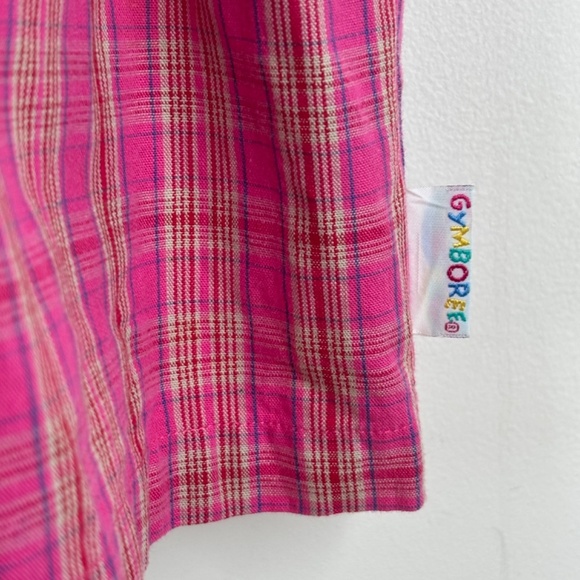 Vintage 90s Gymboree Rainbow Tag Plaid Dress 4T Pink Button School Preppy Retro - Picture 3 of 8